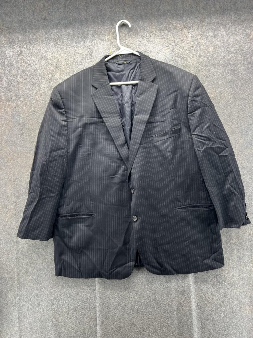 Lauren Ralph Lauren Suit Jacket Mens 50 Black Wool Pinstripe Notch Lapel Formal